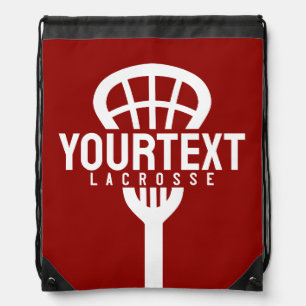 Lacrosse Player CUSTOM TEXT Team Mesh Sport Stick  Drawstring Bag