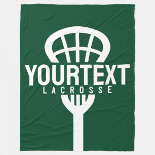 Lacrosse Player CUSTOM TEXT Team Mesh Sport Stick Fleece Blanket