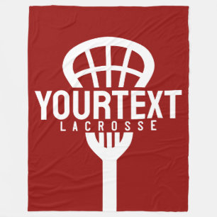 Lacrosse Player CUSTOM TEXT Team Mesh Sport Stick Fleece Blanket
