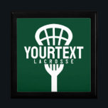Lacrosse Player CUSTOM TEXT Team Mesh Sport Stick  Gift Box<br><div class="desc">Personalized ADD NAME/TEXT/School/Business Lacrosse Team Player Hobby or School Game design - Customize with your Name or Custom Text! Click "EDIT" to change the background to your team color! Need design help? Send us a message.</div>