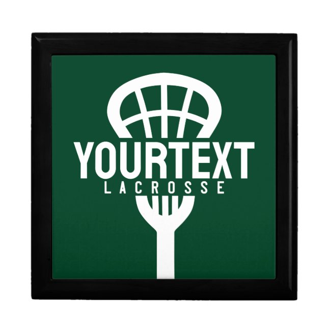 Lacrosse Player CUSTOM TEXT Team Mesh Sport Stick  Gift Box (Front)