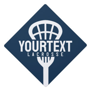 Lacrosse Player CUSTOM TEXT Team Mesh Sport Stick Graduation Cap Topper