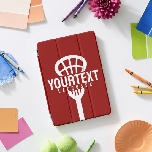 Lacrosse Player CUSTOM TEXT Team Mesh Sport Stick  iPad Pro Cover
