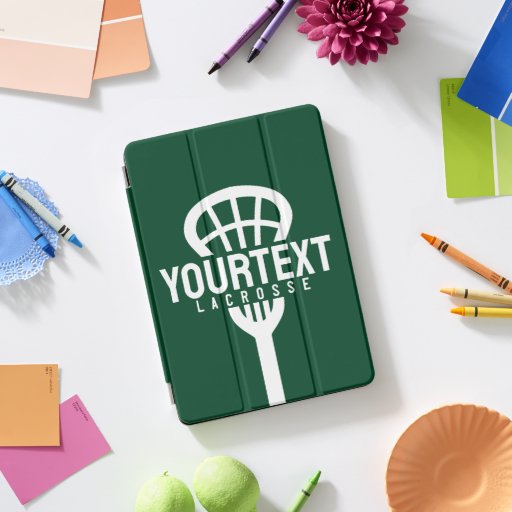 Lacrosse Player CUSTOM TEXT Team Mesh Sport Stick  iPad Pro Cover
