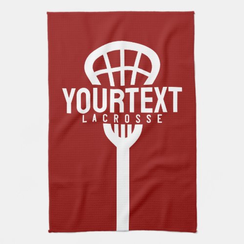 Lacrosse Player CUSTOM TEXT Team Mesh Sport Stick  Kitchen Towel