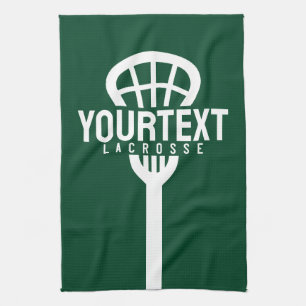 Lacrosse Player CUSTOM TEXT Team Mesh Sport Stick Kitchen Towel