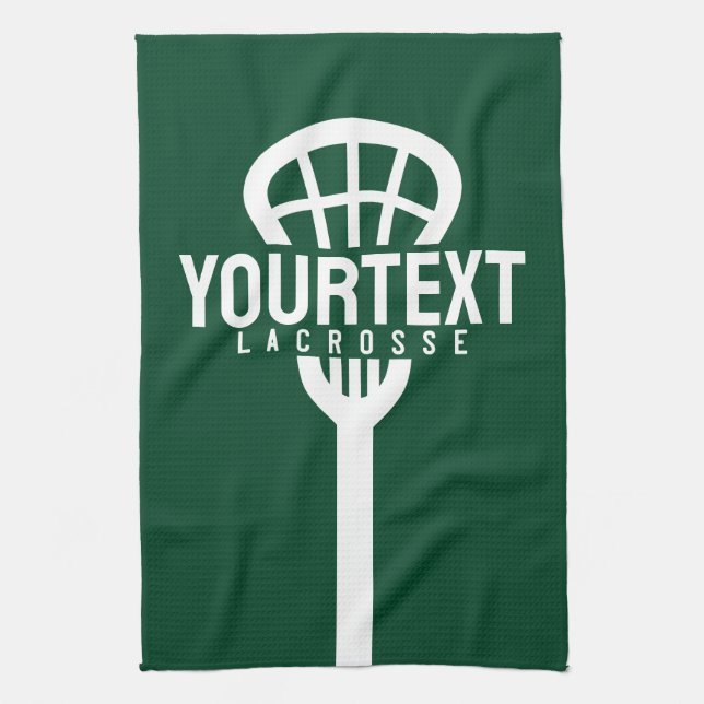 Lacrosse Player CUSTOM TEXT Team Mesh Sport Stick  Kitchen Towel (Vertical)
