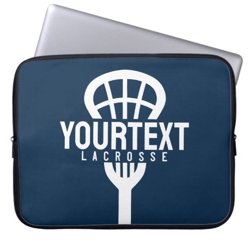 Lacrosse Player CUSTOM TEXT Team Mesh Sport Stick  Laptop Sleeve