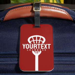 Lacrosse Player CUSTOM TEXT Team Mesh Sport Stick Luggage Tag
