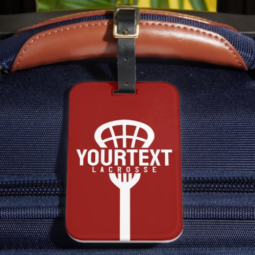 Lacrosse Player CUSTOM TEXT Team Mesh Sport Stick  Luggage Tag
