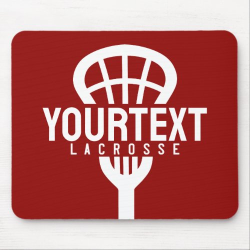 Lacrosse Player CUSTOM TEXT Team Mesh Sport Stick  Mouse Pad