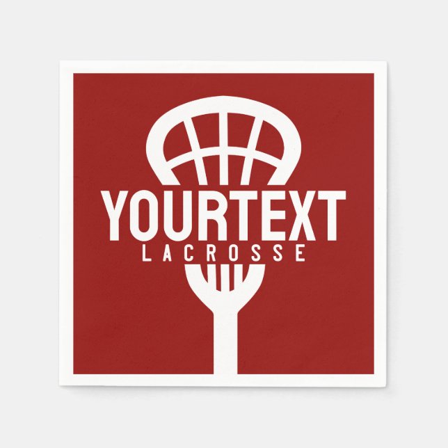 Lacrosse Player CUSTOM TEXT Team Mesh Sport Stick  Napkins (Front)