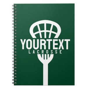 Lacrosse Player CUSTOM TEXT Team Mesh Sport Stick Notebook