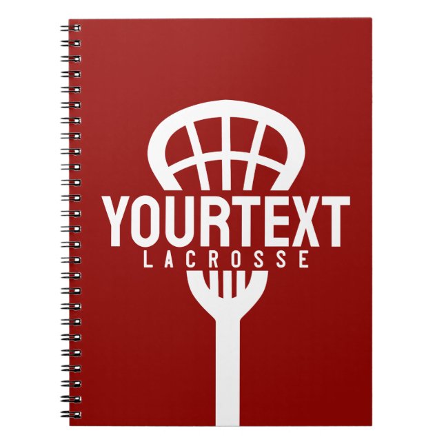 Lacrosse Player CUSTOM TEXT Team Mesh Sport Stick  Notebook (Front)