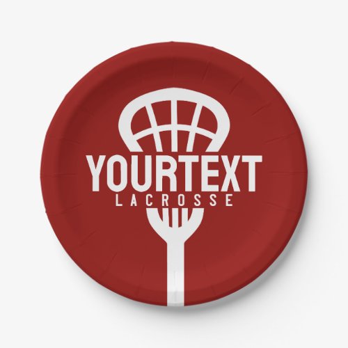 Lacrosse Player CUSTOM TEXT Team Mesh Sport Stick  Paper Plates