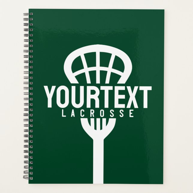 Lacrosse Player CUSTOM TEXT Team Mesh Sport Stick  Planner (Front)
