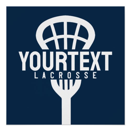 Lacrosse Player CUSTOM TEXT Team Mesh Sport Stick  Poster