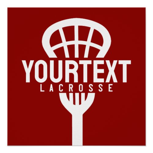 Lacrosse Player CUSTOM TEXT Team Mesh Sport Stick  Poster