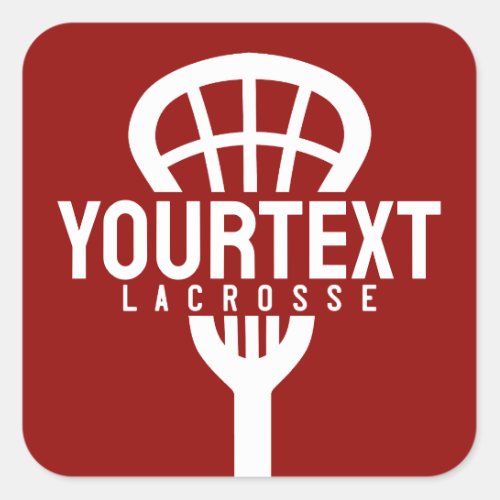 Lacrosse Player CUSTOM TEXT Team Mesh Sport Stick  Square Sticker
