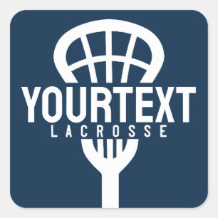Lacrosse Player CUSTOM TEXT Team Mesh Sport Stick  Square Sticker