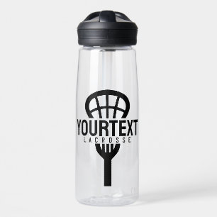 Lacrosse Player CUSTOM TEXT Team Mesh Sport Stick Water Bottle