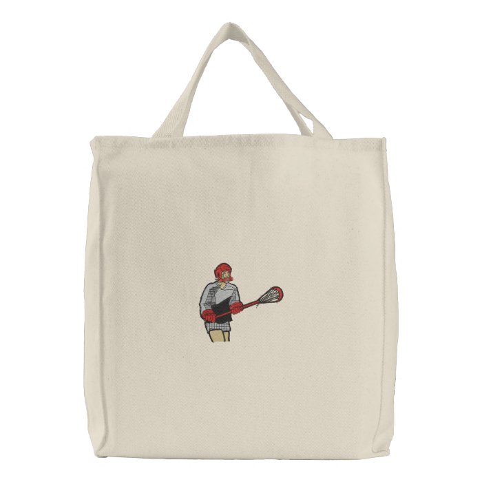 Lacrosse Player Embroidered on Bag Embroidered Bags