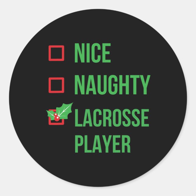 Lacrosse Player Funny Pajama Christmas Gift  Classic Round Sticker (Front)