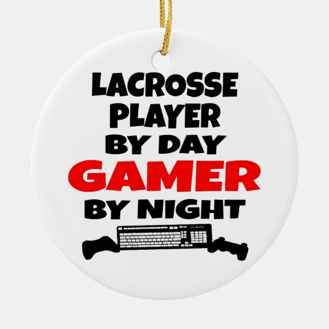 Lacrosse Player Gamer Ceramic Ornament (Front)