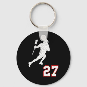 Lacrosse Player Gift Number 27 For Lacrosse Fans Keychain