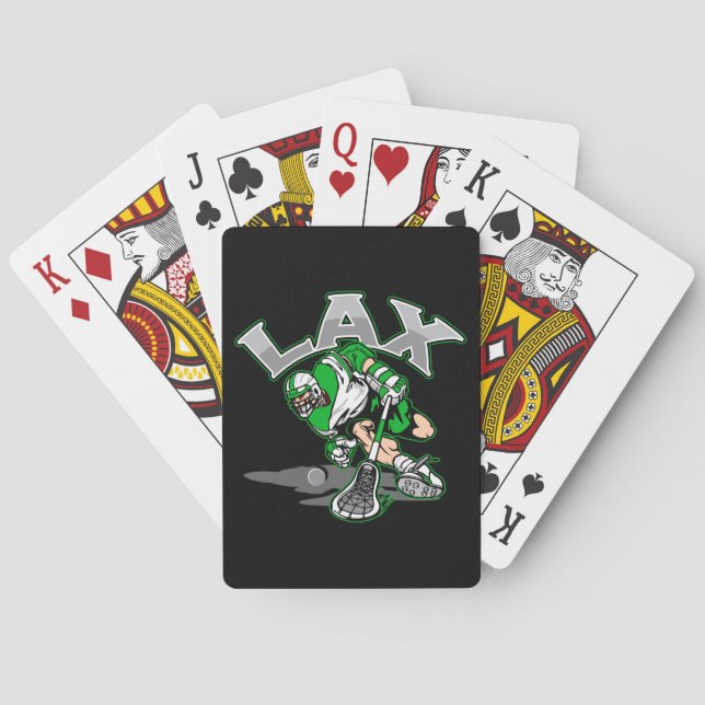 Lacrosse Player Green Uniform Poker Cards (Back)