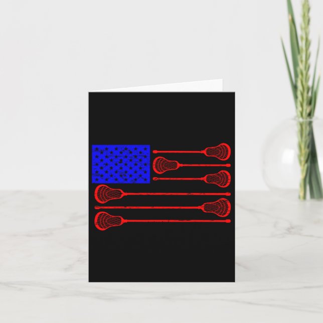 Lacrosse Player Independence Day Lax Patriotic Goa Card (Front)