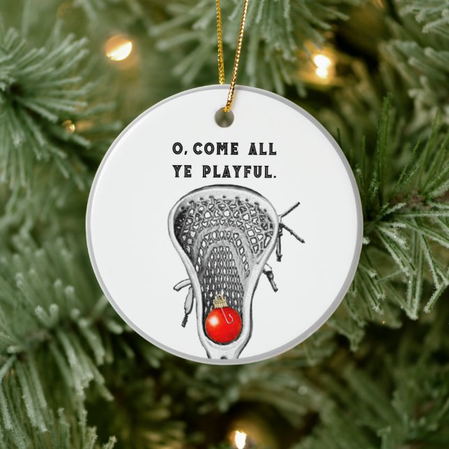 Lacrosse Player Keepsake Ceramic Ornament (Tree)
