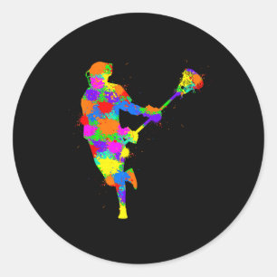 Lacrosse Player Kids Boys Youth Classic Round Sticker