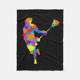 Lacrosse Player Kids Boys Youth Fleece Blanket