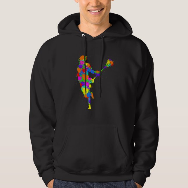 Lacrosse Player Kids Boys Youth Hoodie (Front)