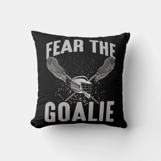 Lacrosse Player Lax Goalie Stick Helmet Sport Fun Throw Pillow (Front)