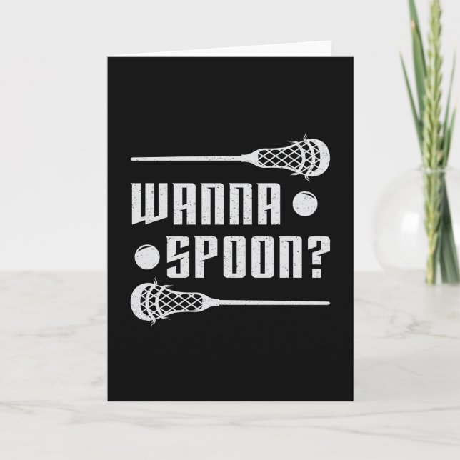 Lacrosse Player Lax Wanna Spoon Stick Funny Gift Card (Front)