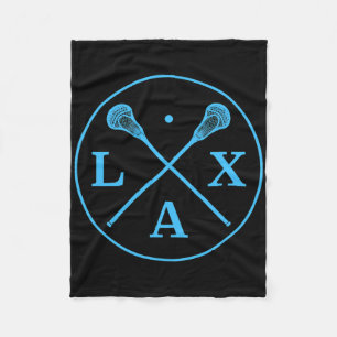 Lacrosse Player Logo - Blue Team Color Lax Tee Fleece Blanket