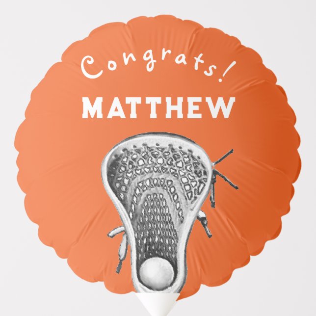 Lacrosse Player Orange Balloon (Front)