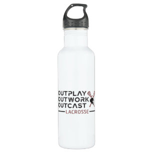 Lacrosse Player Outplay Outwork Outcast Lax Gift Stainless Steel Water Bottle