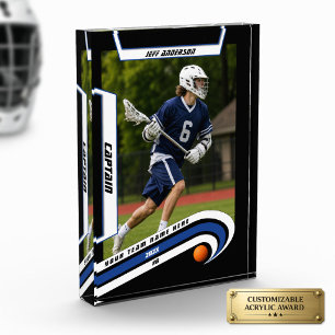 Lacrosse Player Personalized Lively Blue Acrylic Award