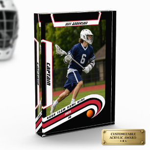 Lacrosse Player Personalized Lively Red Acrylic Award
