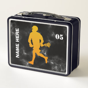 Lacrosse Player Personalized Name Metal Lunch Box