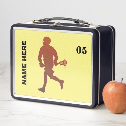 Lacrosse Player Personalized Name  Metal Lunch Box