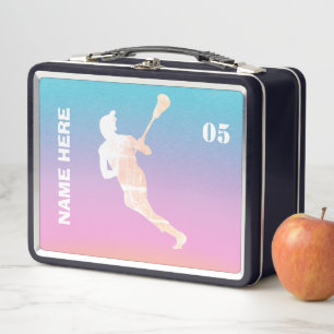 Lacrosse Player Personalized Name Metal Lunch Box