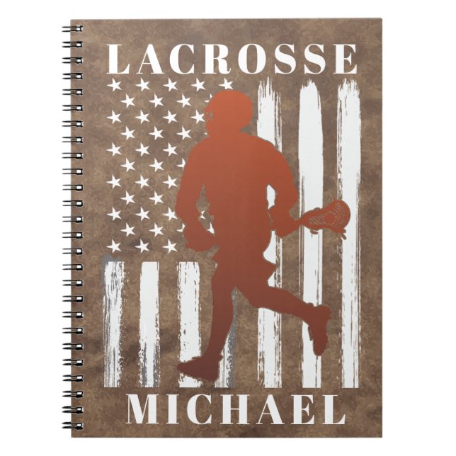 Lacrosse Player Personalized Name Notebook (Front)