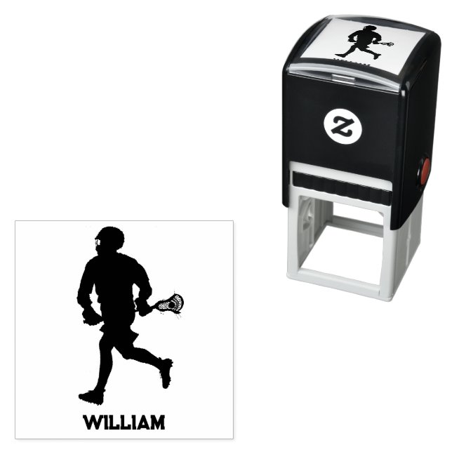 Lacrosse Player Personalized Name Self-inking Stamp (In Situ)