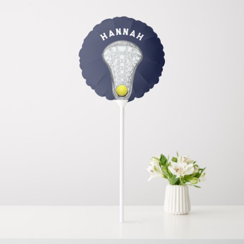 Lacrosse Player Personalized Navy Blue Balloon