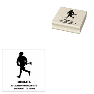Lacrosse Player Personalized Rubber Stamp
