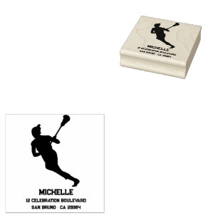 Lacrosse Player Personalized Rubber Stamp